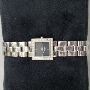 Boccia titanium watch silvertone with faux diamond crystals around the face